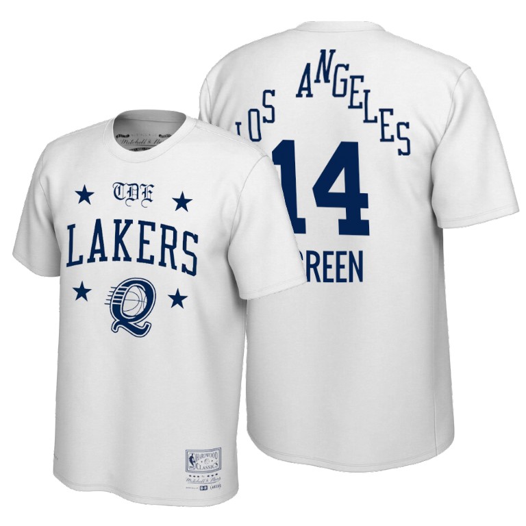 Men's Los Angeles Lakers Danny Green #14 NBA ScHoolboy Q Limited Edition REMIX White Basketball T-Shirt JBF8383WW